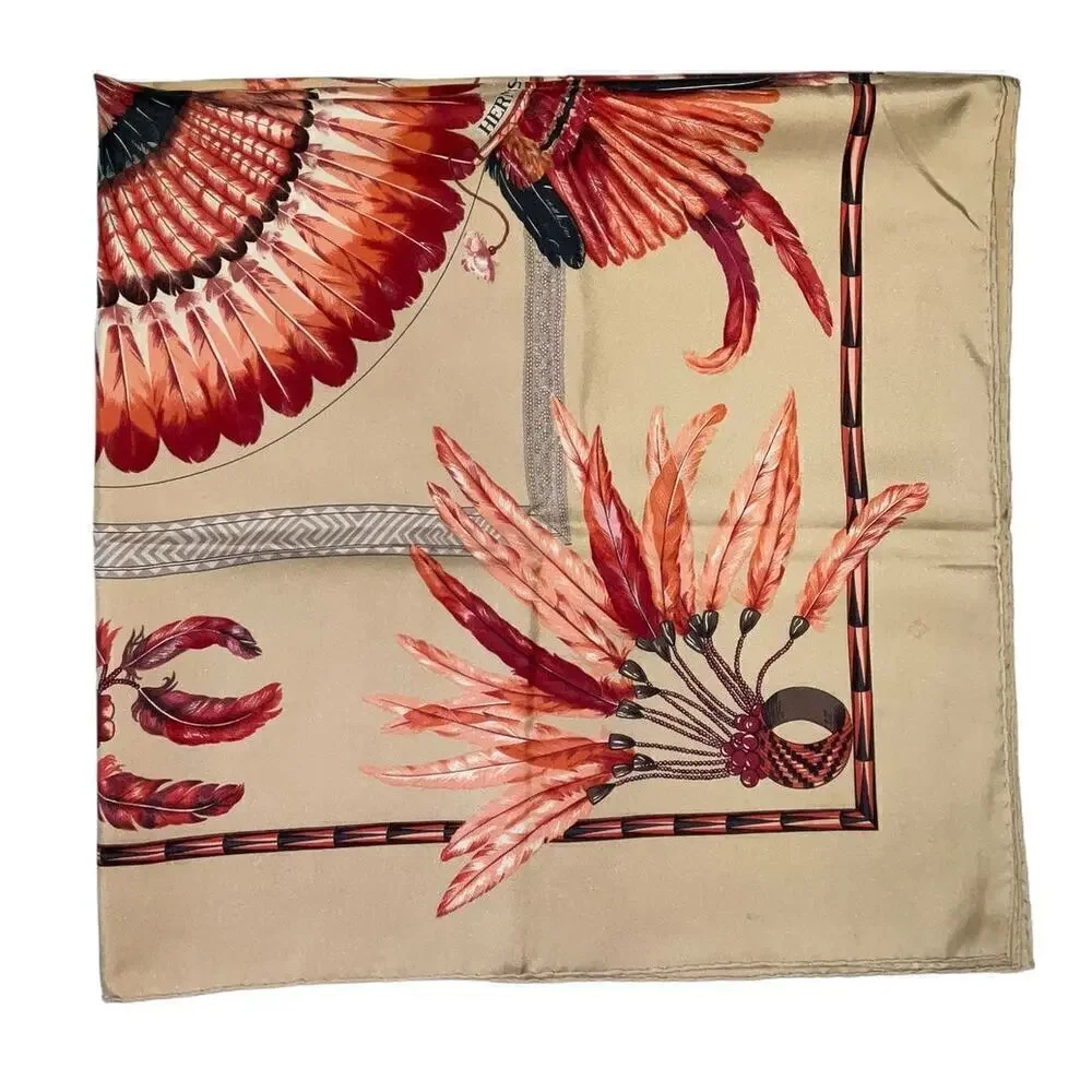 Hermes Vintage BRAZIL Feather Motif Silk Scarf 90cm Square - Picture 14 of 15